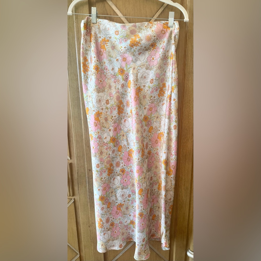 Olivaceous Floral Maxi Skirt in Pale Blue, Pink, Orange & Cream - Picture 6 of 6